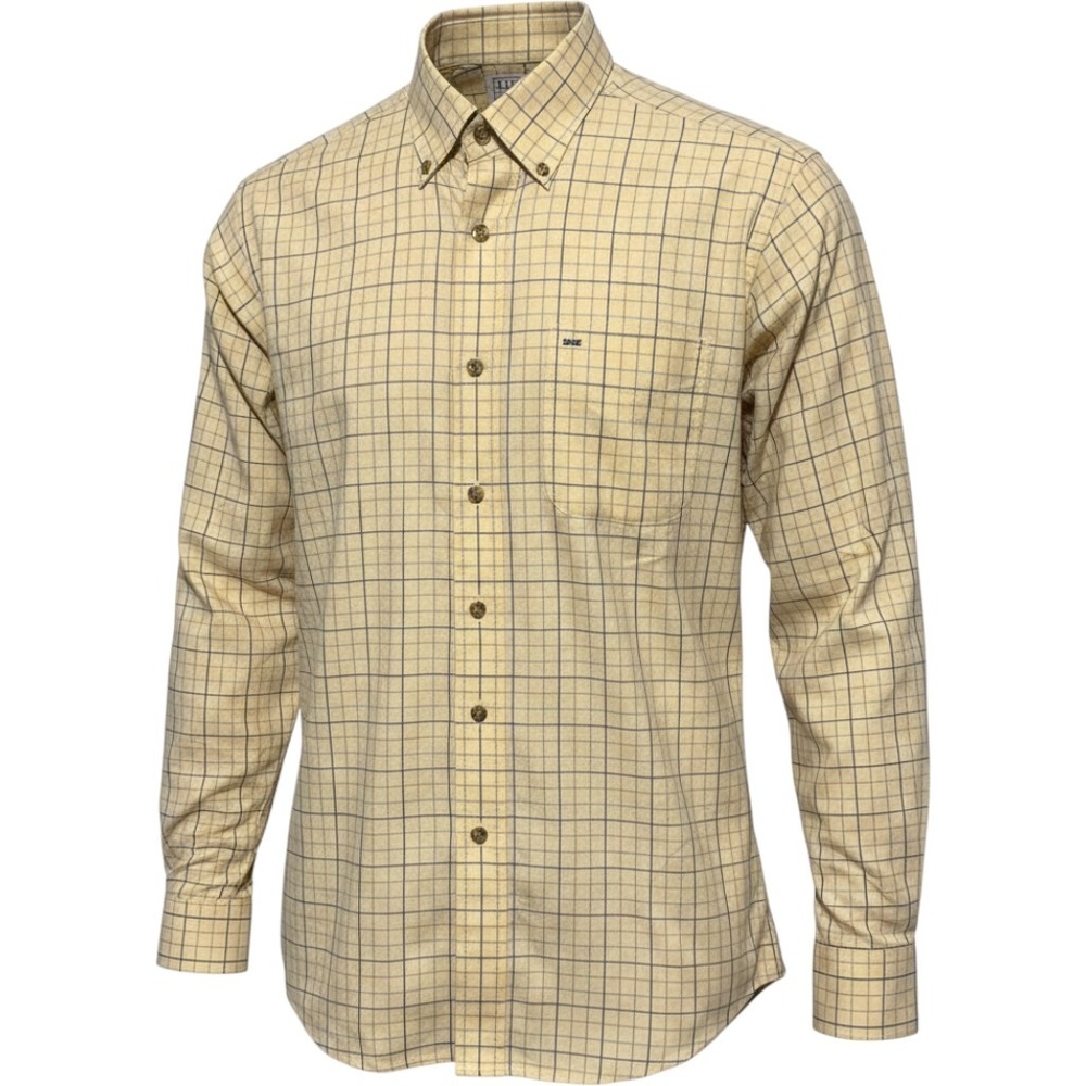 LL Bean Mens M Traditional Fit Tattersall Check Cotton Button Down Shirt Yellow